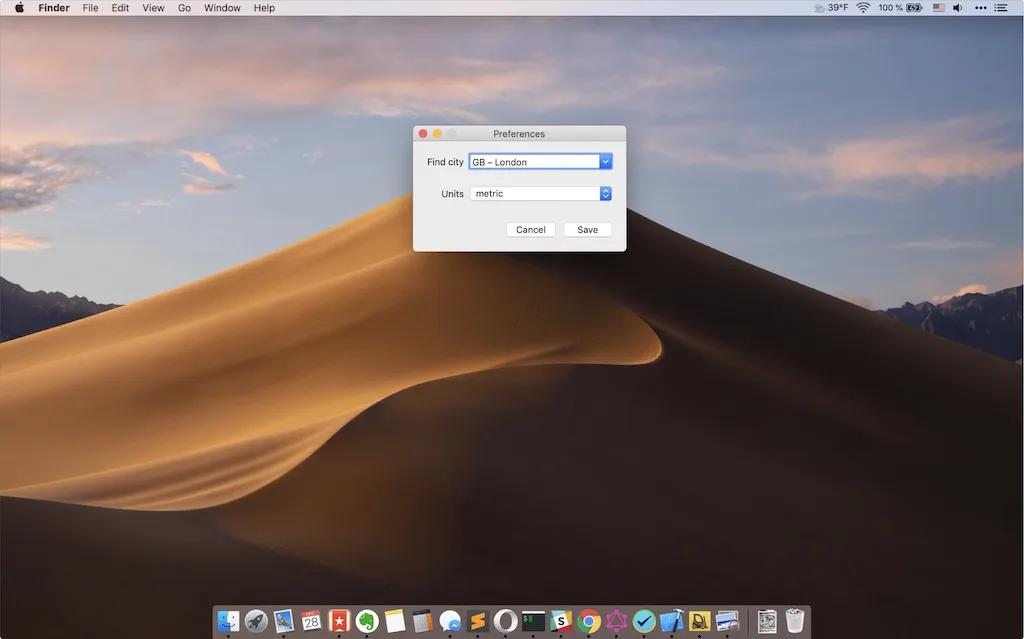 Weather for Status Bar screenshot